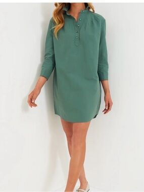 Pomander Place Button-Front Mini Polly Dress in Sage Green